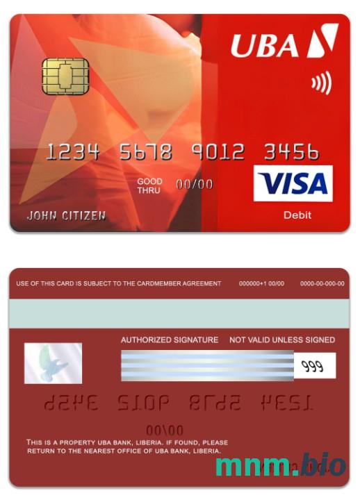 Liberia UBA Bank visa klasyczny debet karta przykład w formacie PSD